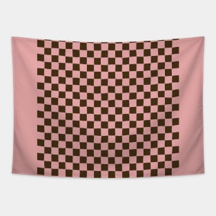 Wonky Checkerboard, Pink and Brown Tapestry