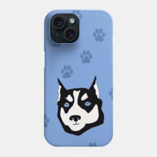 Funny Siberian Husky with Paw Prints Phone Case
