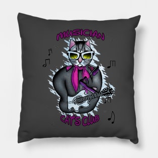 Street musician cat / Musician Cats Club Pillow