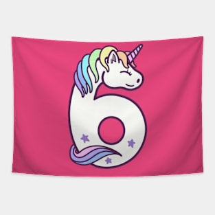 6th Birthday Girl Unicorn 6 Years Old Birthday Gift Tapestry