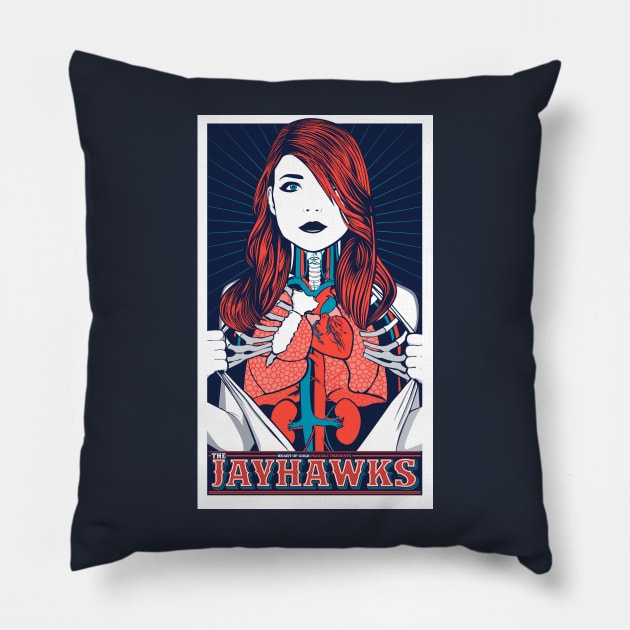 the Jayhawks Pillow by RisingAboveBedlam