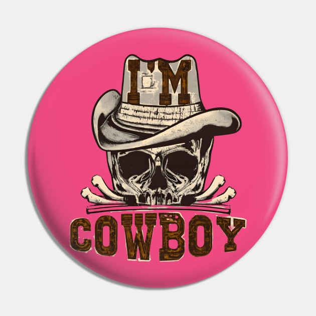 CowBoy skull hat Pin by NomiCrafts