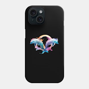 A dynamic dolphin design in a vibrant watercolor style, dolphin gift Phone Case