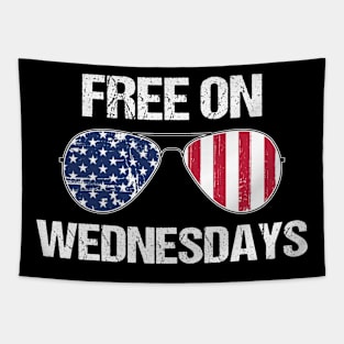 Free on Wednesdays Sunglasses American Flag Funny Joe Biden Political Tapestry