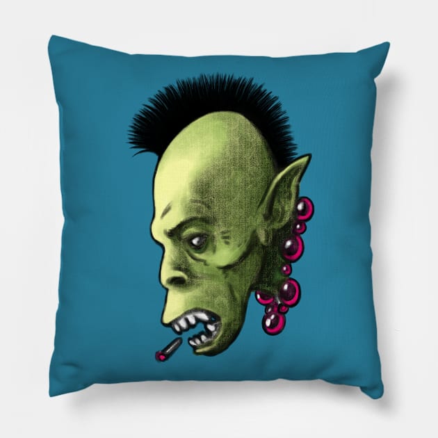 PunkOrc Pillow by Pavka