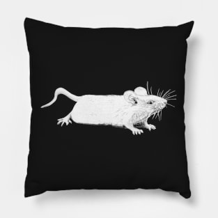 Pencil Sketch of a White Mouse on Red Pillow