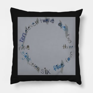 Gray Clock with Numbers, dark gray watercolor Pillow