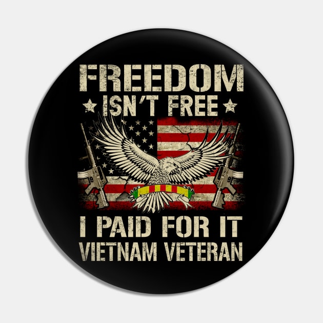 Vietnam Veteran Vintage American Flag Patriotic Eagle Shirt Men's Gift Pin by Otis Patrick
