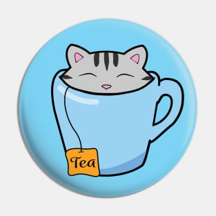 Cute cat in a tea cup Pin