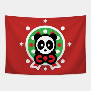 Panda Christmas Wreath Bambu Brand Holiday Present Snowman Winter Santa Snow Tapestry