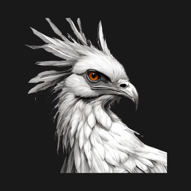 Secretary bird drawing by Amusing Aart.