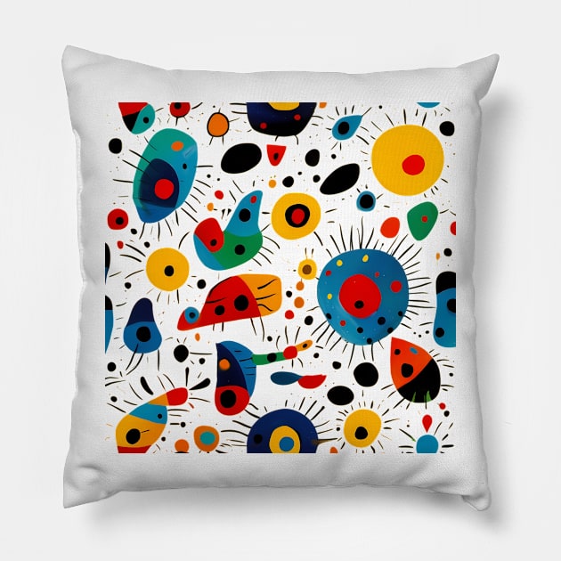 Vibrant Abstract, Miro's Sun Reimagined Pillow by trubble