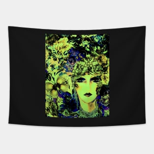 ART DECO FLAPPER COLLAGE BUTTERFLIES ROSES AND BIRDS , Tapestry