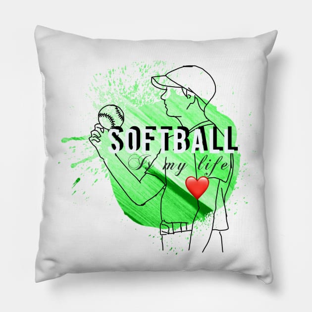 Softball is my life Pillow by Grafititee