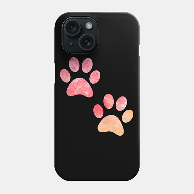 watercolor dogs paw, watercolor dog paw pink, watercolor puppy paw watercolour puppy paws Phone Case by WatercolorFun