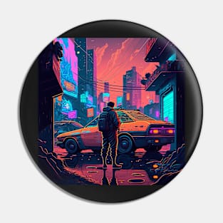 Cyberpunk colorful night city Pin