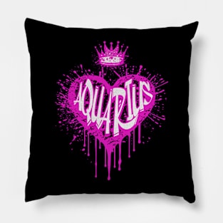 Aquarius Graffiti Airbrush Zodiac Astrology Birthday Pillow