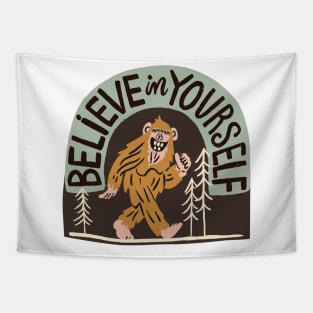 Bigfoot Believe in Yourself_Brown and Green Tapestry