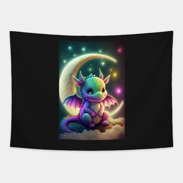 Baby Moon Dragon Tapestry by MyMagicalPlace