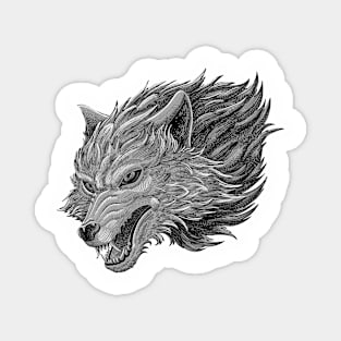 Head of wolf on grey color Magnet