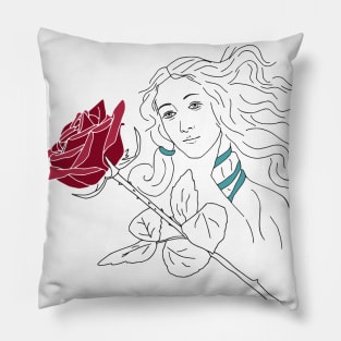 birth of venus - red rose - minimal Pillow