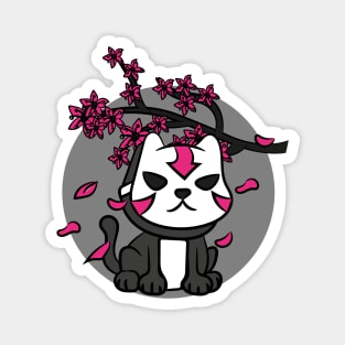 Japan Oni Mask Cat Cherry Blossom Anime Magnet