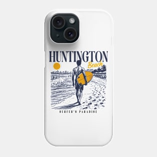 Vintage Surfing Huntington Beach, California // Retro Surfer Sketch // Surfer's Paradise Phone Case
