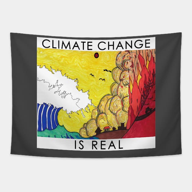Climate Change is Real #3 Tapestry by Go Ask Alice Psychedelic Threads