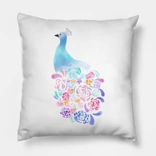 Peacock Flight of Flowers Pillow