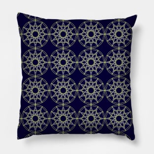 Blue and yellow Geometric 12 points star figure repetion pattern Pillow