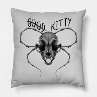 G̶o̶o̶d̶ Kitty Skull Black Text Grey Pillow