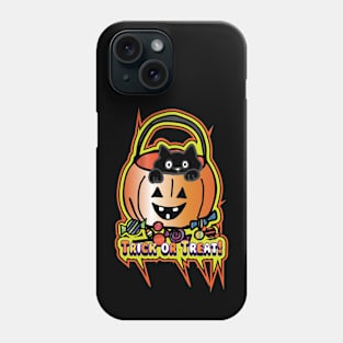 Cute Black Cat Trick or Treat Pumpkin Phone Case