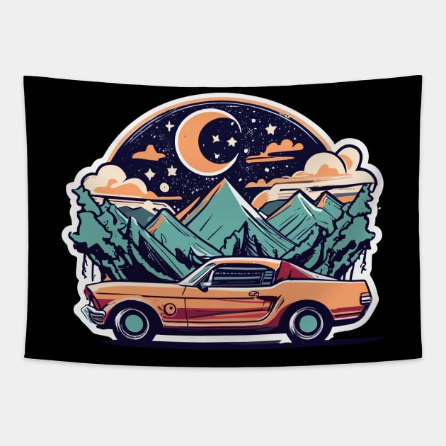 Ford Mustang | Vintage Car Tapestry by kknows