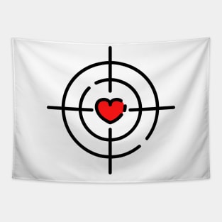 red heart black target design Tapestry