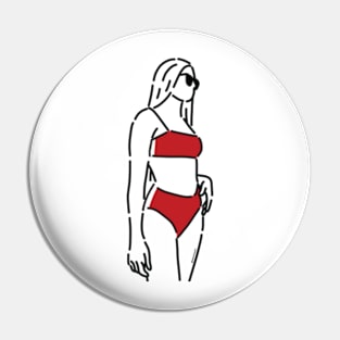 Girl on red swimming suit wearing sunglass Pin