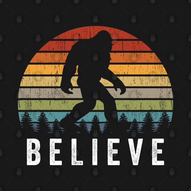 Bigfoot Believe Believer Retro Vintage Sunset Gift by HeroGifts