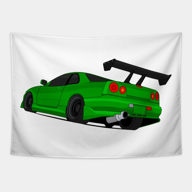 SKYLINE GTR R34 GREEN Tapestry by VENZ0LIC