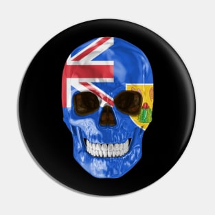 Turks And Caicos Flag Skull - Gift for Turks And Caicos With Roots From Turks And Caicos Pin