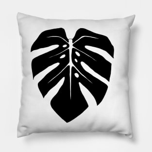 Black Monstera Leaf Pillow