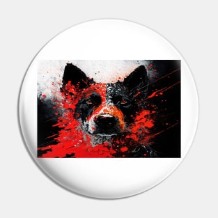 Abstract Splash Painting Of A Dog In Black And Red Colours Pin