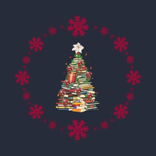 Bookworm Christmas Book Tree T-Shirt