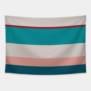 A remarkable dough of Rouge, Blush, Pastel Gray, Dark Cyan and Petrol stripes. Tapestry