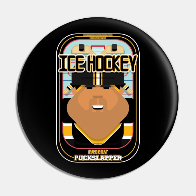 Ice Hockey Black and Yellow - Faceov Puckslapper - Seba version Pin by Boxedspapercrafts