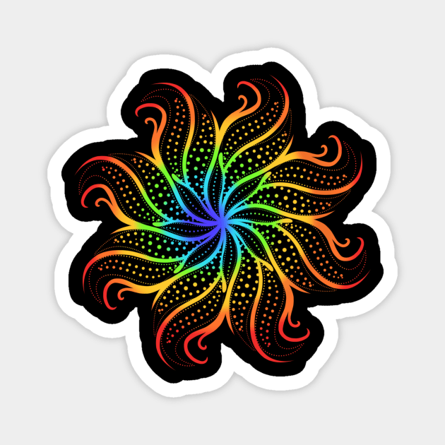 Trippy Rainbow Mandala Magnet by nataliesnow24