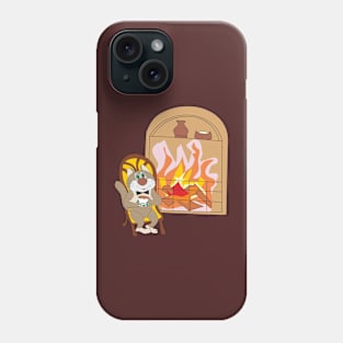 Cat near the fireplace Phone Case