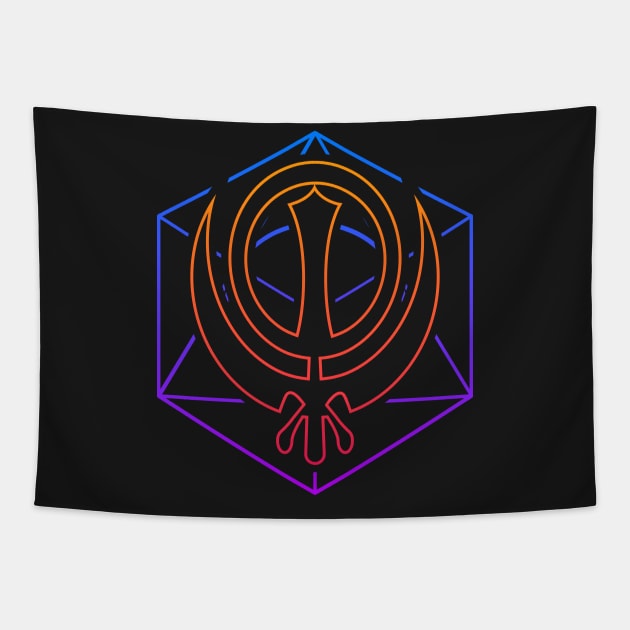 Retro 80s Sikh Khanda Tapestry by MeatMan