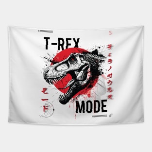 T-Rex Mode Unleashed, Fierce Dinosaur Artwork, Predatory Beast Mode, Aggressive, Dynamic, Striking Tapestry