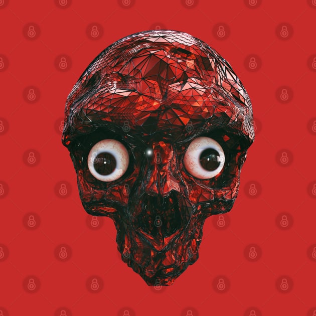 BOO BOO RED SKULL WITH EYES by gigigvaliaart