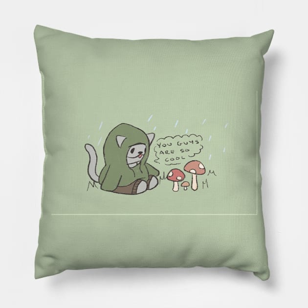 Cool mushroom cat! Pillow by Shyghosties