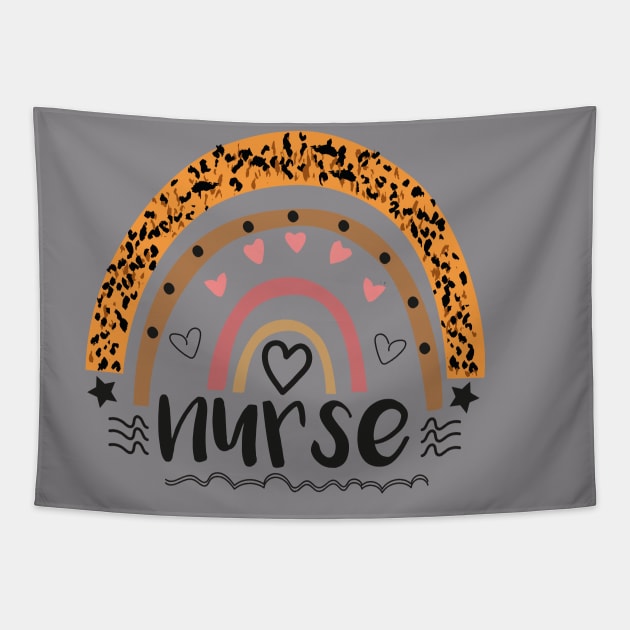 International Nurses Day Rainbow Leopard printable Gift 2021 Tapestry by JustBeH